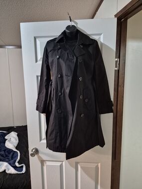 London Fog Black Double-Breasted Trench Coat